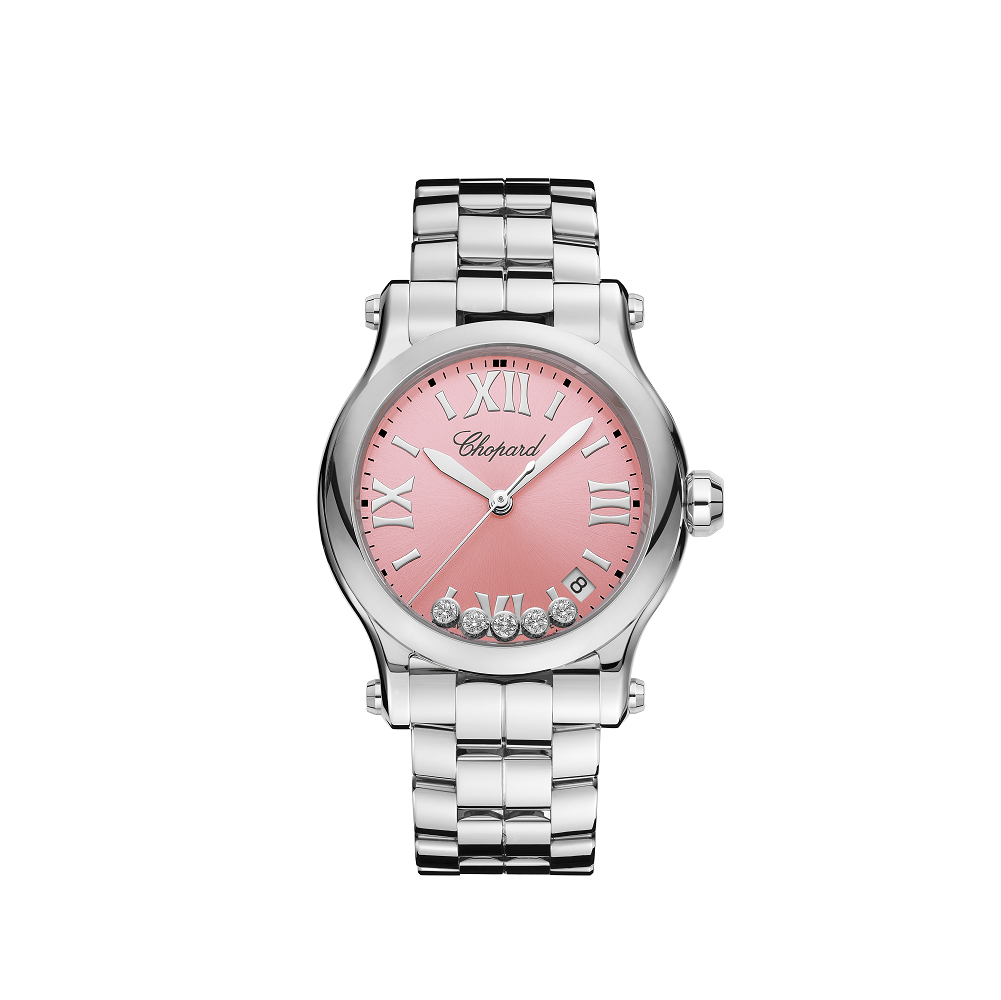 Montre Happy Sport 36mmm quartz Lucent Steel avec diamants de